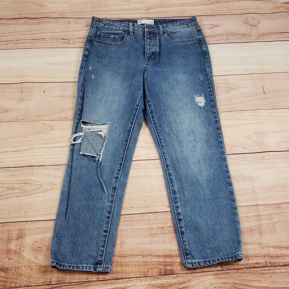 RSQ Jeans Womens 29 Blue Straight Slim Boyfriend Distressed Ladies 32x25